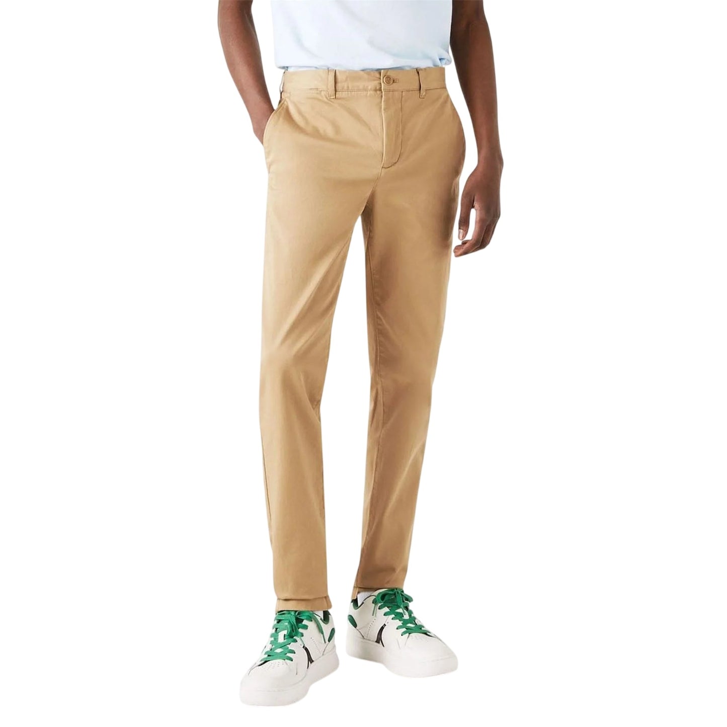 Beige - Side - Lacoste Mens Organic Cotton Slim Chinos