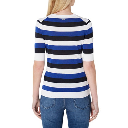 Blue-White-Navy - Back - Boss Womens-Ladies Stripe Top