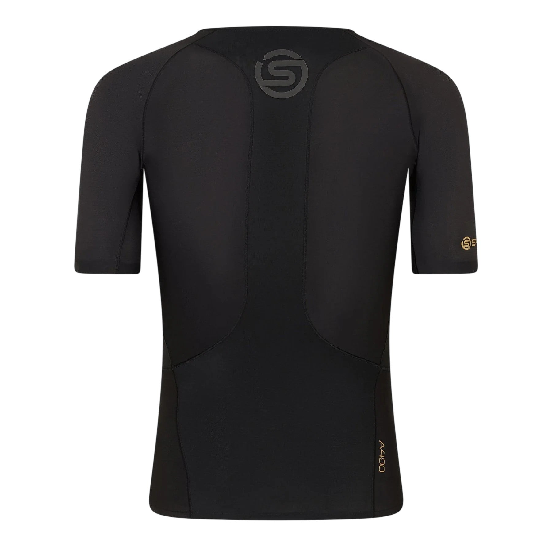 Black - Back - Skins Mens A400 Back Logo Performance Fitted Top