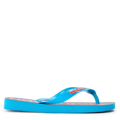 Turquoise - Front - Havaianas Womens-Ladies Logomania Flat Flip Flops