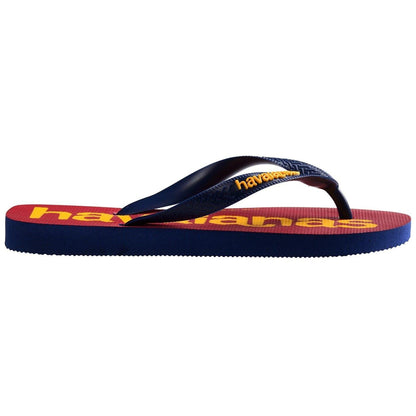 Navy Blue - Front - Havaianas Womens-Ladies Logomania Flat Flip Flops