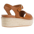 Tan - Back - FitFlop Womens-Ladies Eloise Leather Backstrap Wedge Espadrilles
