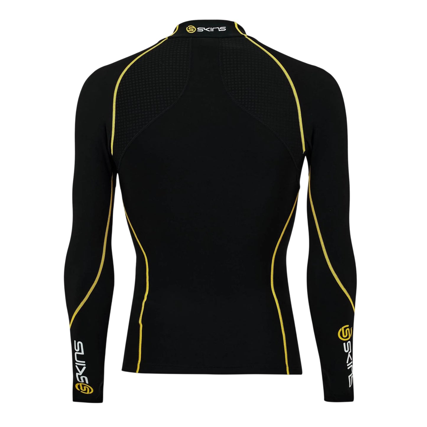 Black - Back - Skins Mens A200 Contrast Line Fitted Long-Sleeved Compression Shirt