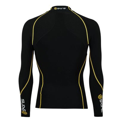 Black - Back - Skins Mens A200 Contrast Line Fitted Long-Sleeved Compression Shirt