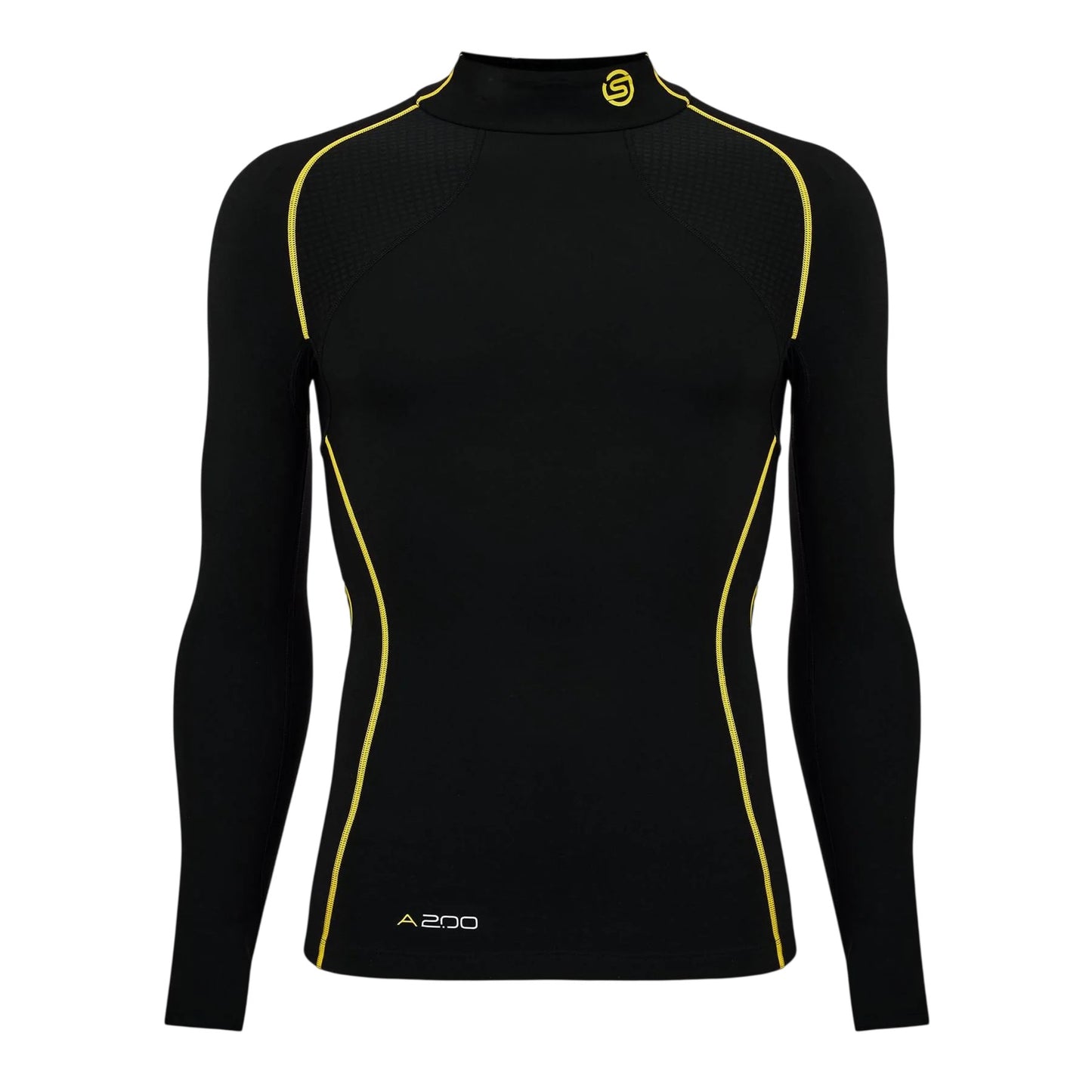 Black - Front - Skins Mens A200 Contrast Line Fitted Long-Sleeved Compression Shirt
