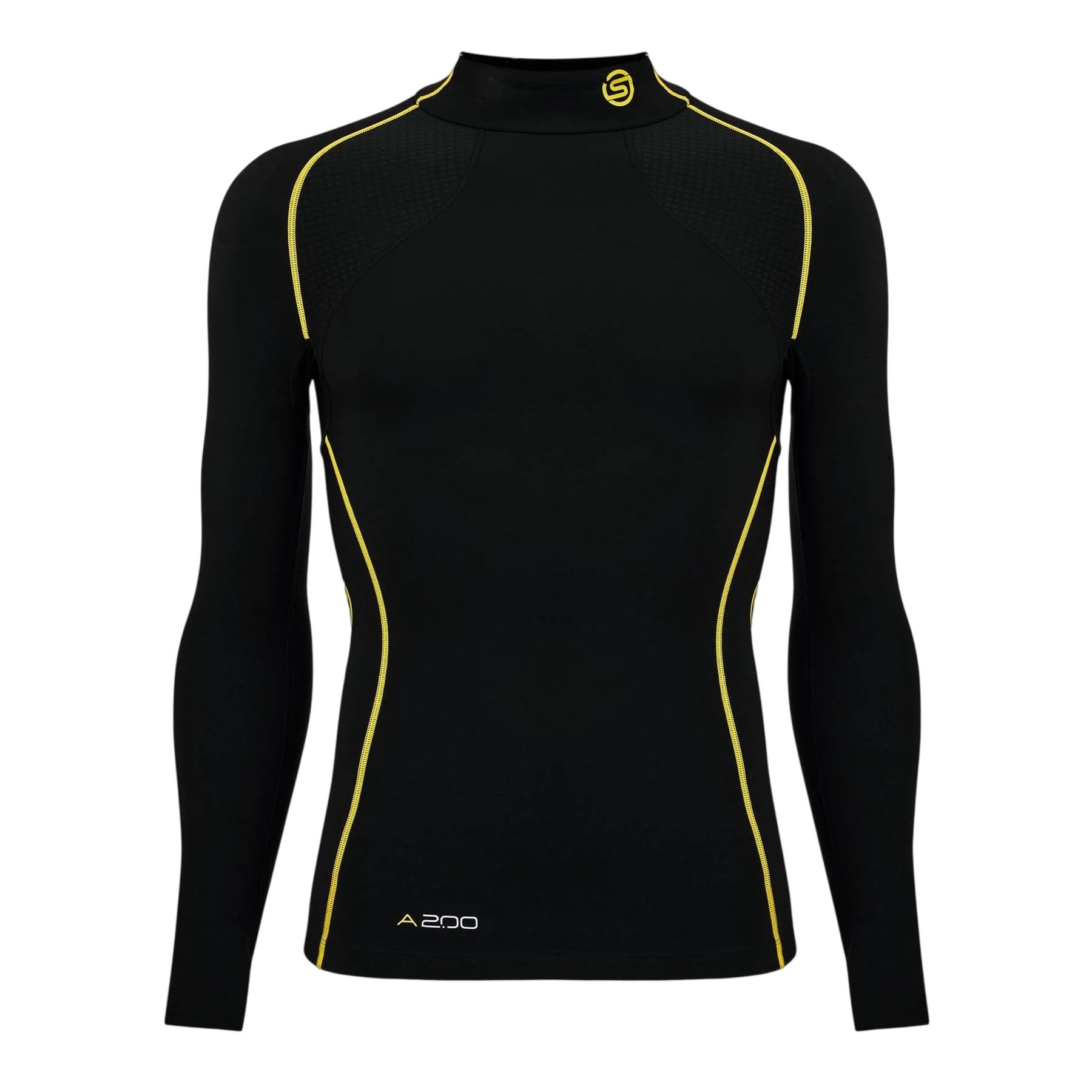 Black - Front - Skins Mens A200 Contrast Line Fitted Long-Sleeved Compression Shirt