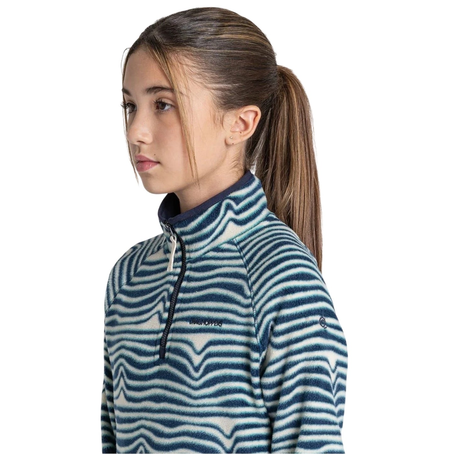 Poseidon Blue - Side - Craghoppers Childrens-Kids Kai Wave Zip Neck Regular Sweatshirt