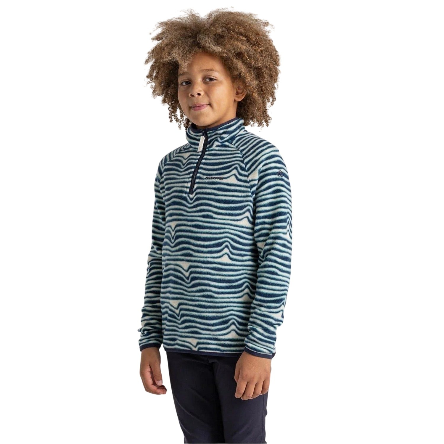 Poseidon Blue - Lifestyle - Craghoppers Childrens-Kids Kai Wave Zip Neck Regular Sweatshirt