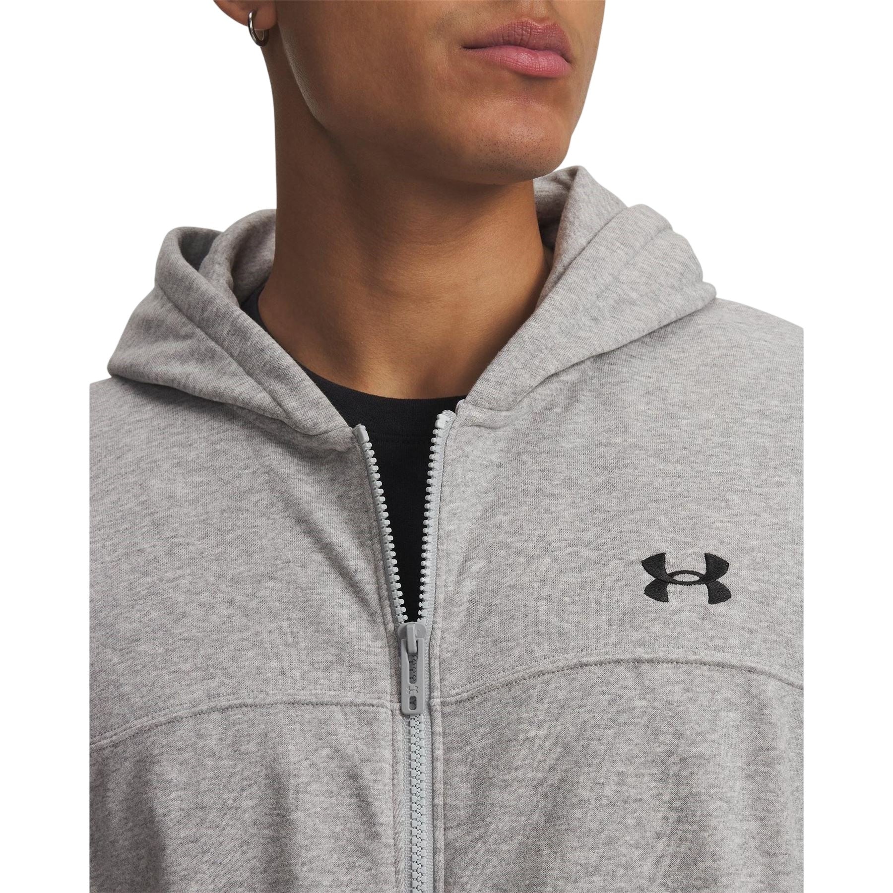 Grey-Black - Side - Under Armour Mens Rival Full Zip Hoodie