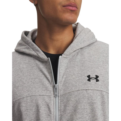 Grey-Black - Side - Under Armour Mens Rival Full Zip Hoodie