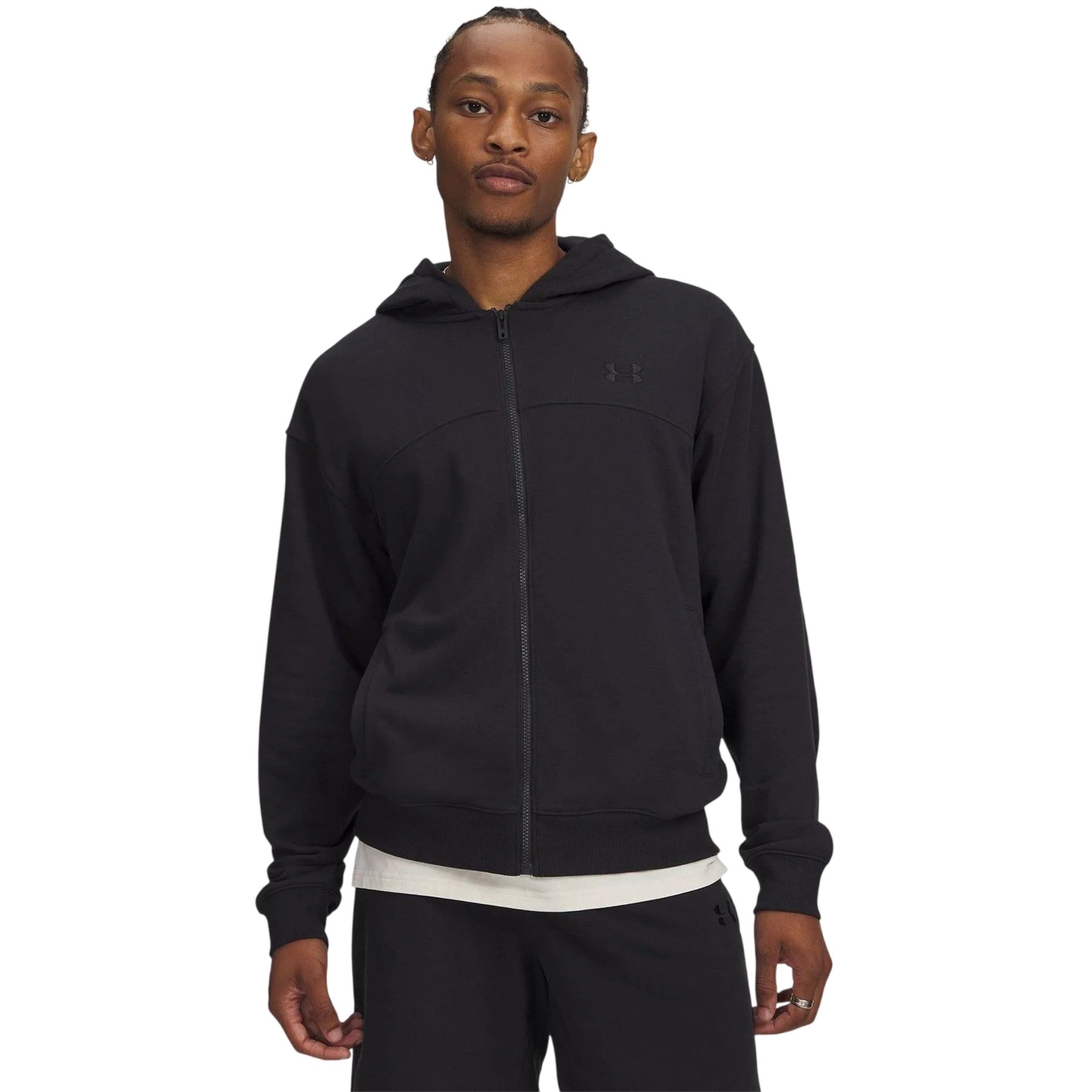 Black - Front - Under Armour Mens Rival Full Zip Hoodie
