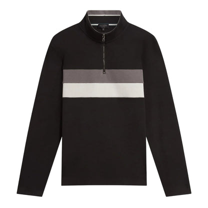Black - Front - Ted Baker Mens Quarter Zip Fleece Top