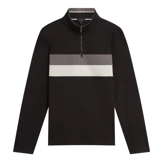 Black - Front - Ted Baker Mens Quarter Zip Fleece Top
