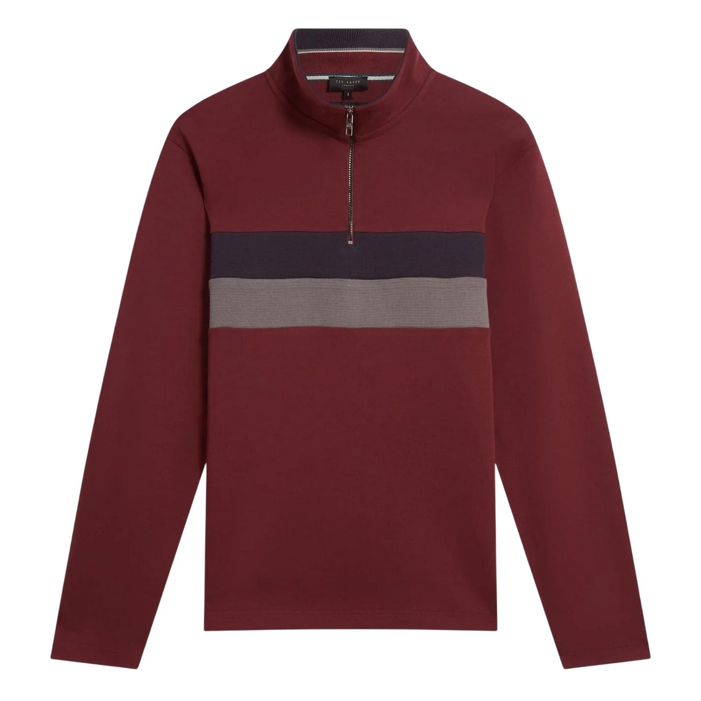 Oxblood - Front - Ted Baker Mens Quarter Zip Fleece Top