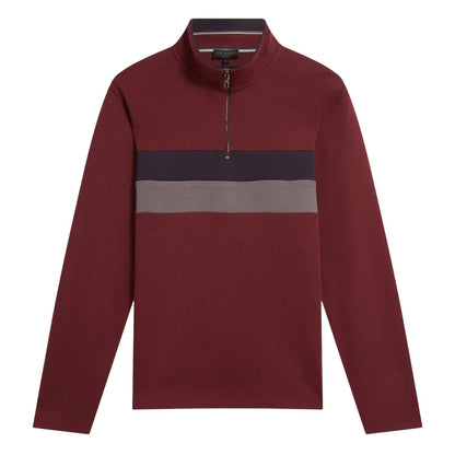 Oxblood - Front - Ted Baker Mens Quarter Zip Fleece Top