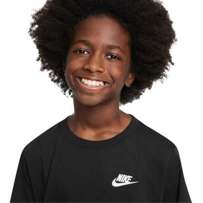 Black - Side - Nike Childrens-Kids Futura Classic Logo Regular T-Shirt
