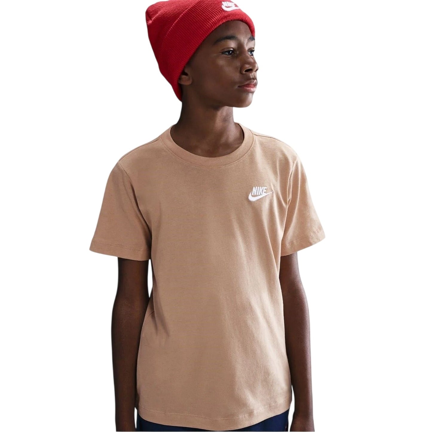 Hemp-White - Front - Nike Childrens-Kids Futura Classic Logo Regular T-Shirt