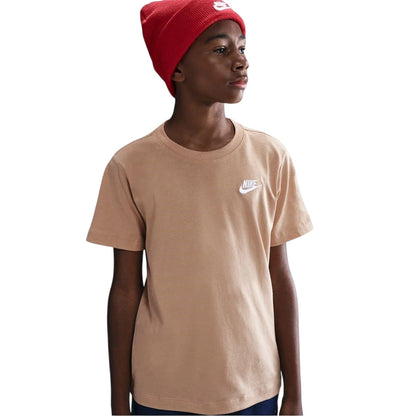 Hemp-White - Front - Nike Childrens-Kids Futura Classic Logo Regular T-Shirt