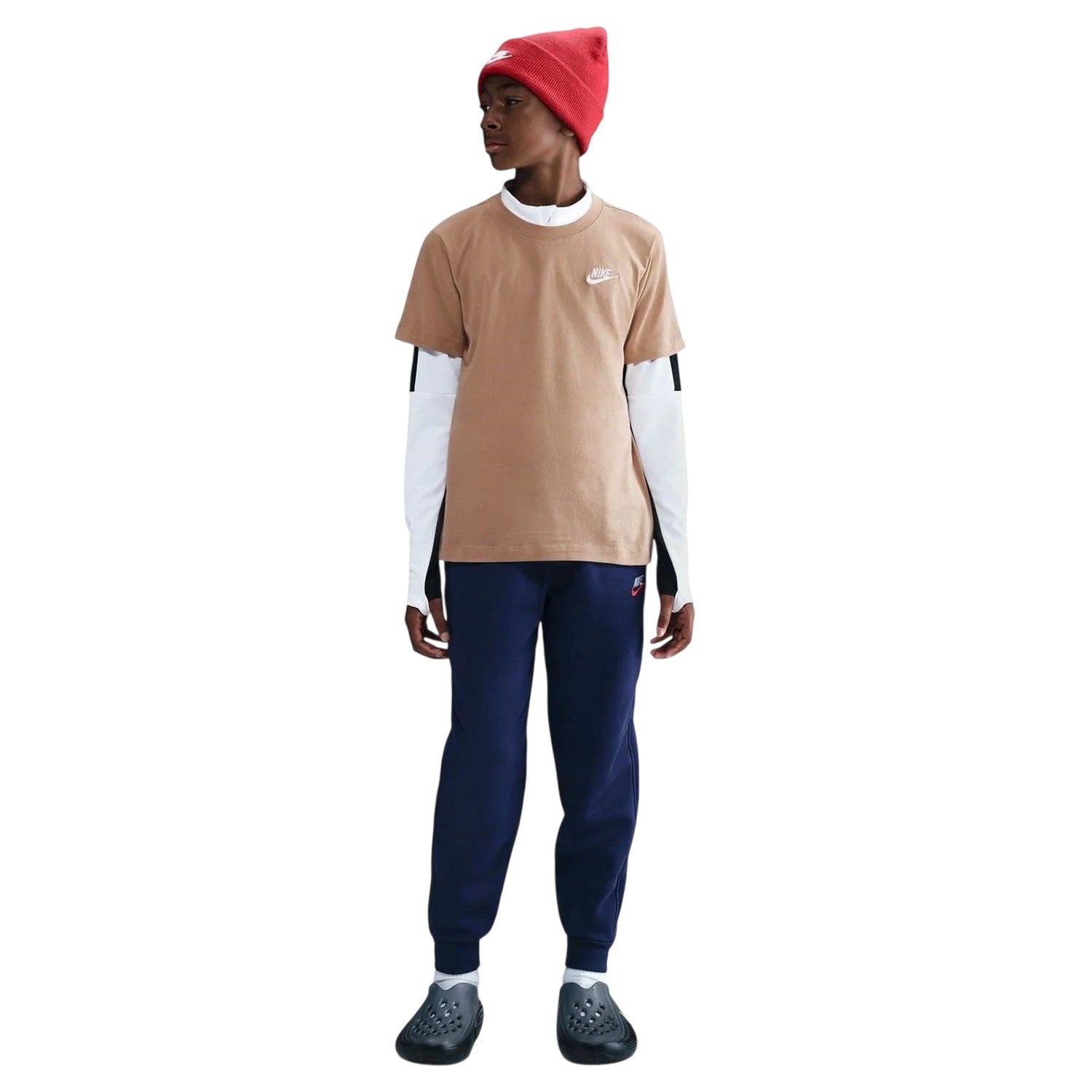Hemp-White - Side - Nike Childrens-Kids Futura Classic Logo Regular T-Shirt