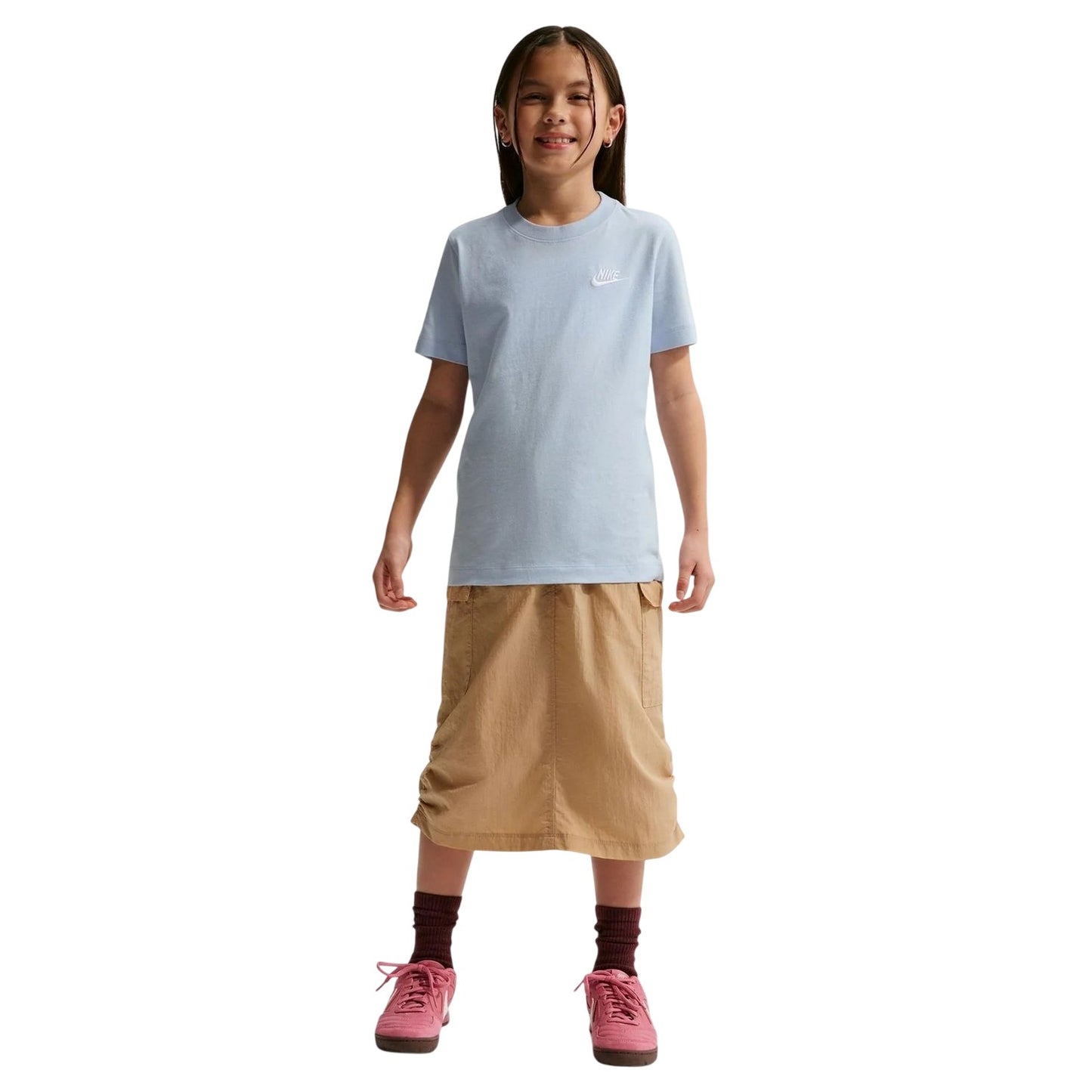 Hydrangea Blue - Front - Nike Childrens-Kids Futura Classic Logo Regular T-Shirt