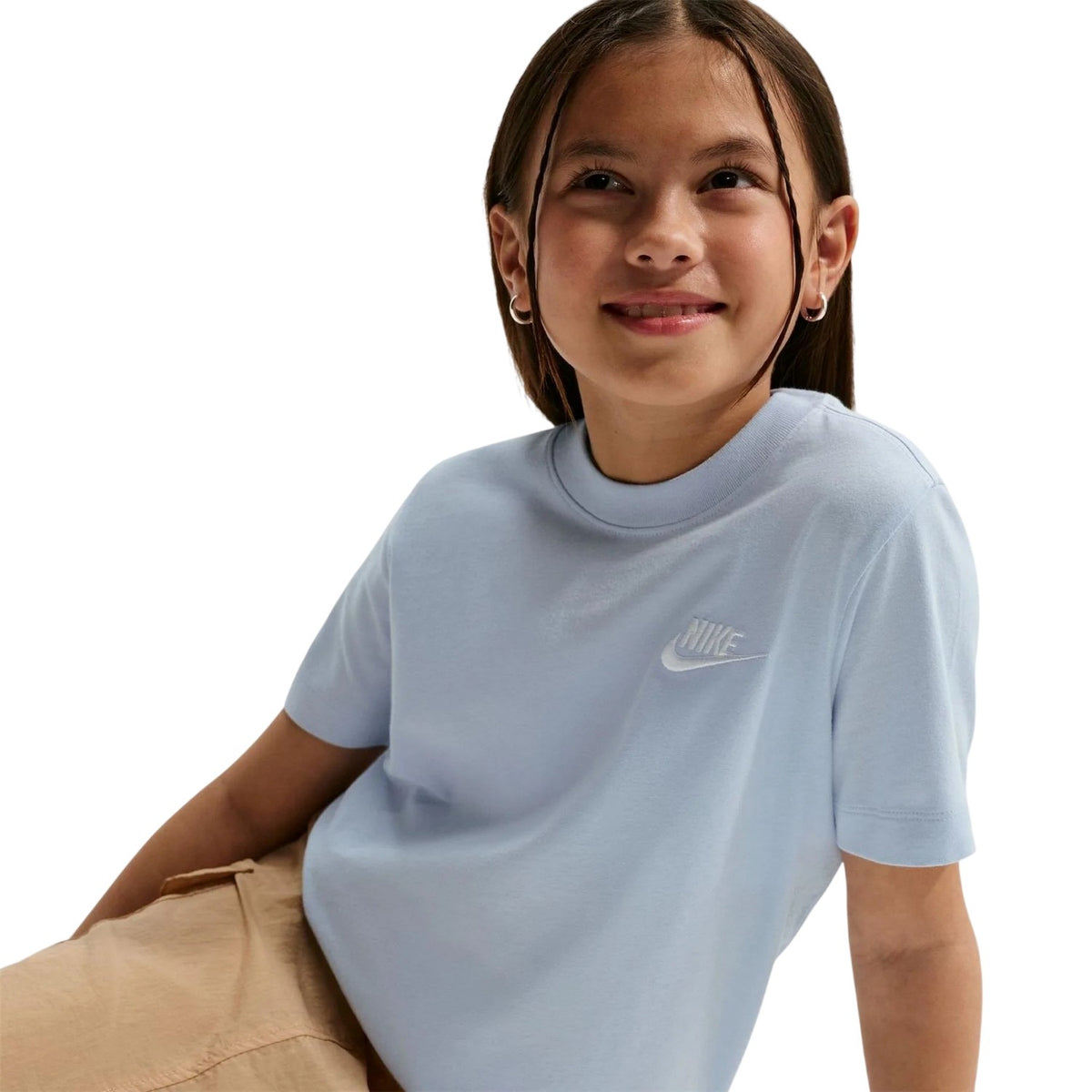Hydrangea Blue - Side - Nike Childrens-Kids Futura Classic Logo Regular T-Shirt
