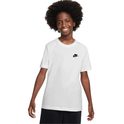 White - Front - Nike Childrens-Kids Futura Classic Logo Regular T-Shirt