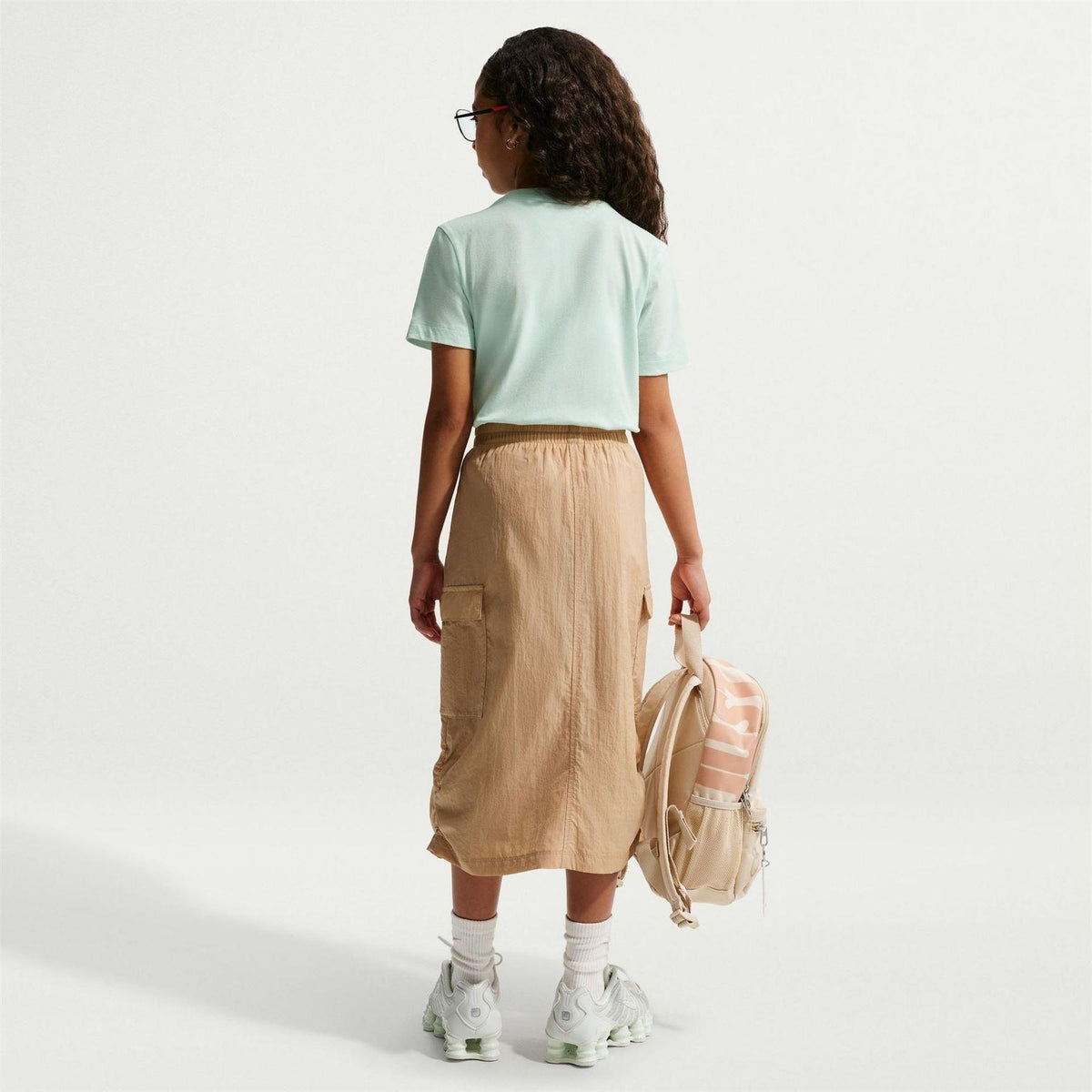Light Green - Back - Nike Childrens-Kids Futura Classic Logo Regular T-Shirt