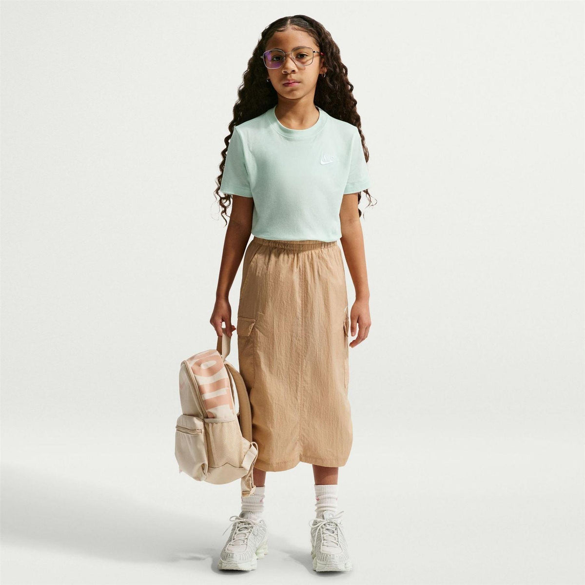 Light Green - Side - Nike Childrens-Kids Futura Classic Logo Regular T-Shirt