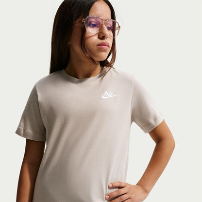 Cream - Side - Nike Childrens-Kids Futura Classic Logo Regular T-Shirt