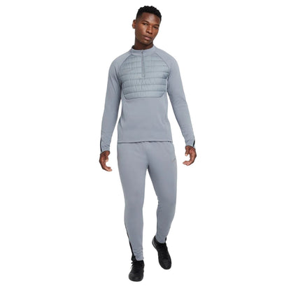 Grey-Silver - Pack Shot - Nike Mens Warrior Thermal Mock Neck Winter Sweatshirt