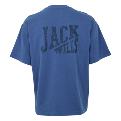 Vintage Indigo - Back - Jack Wills Mens Back Print Distressed Hem Regular T-Shirt