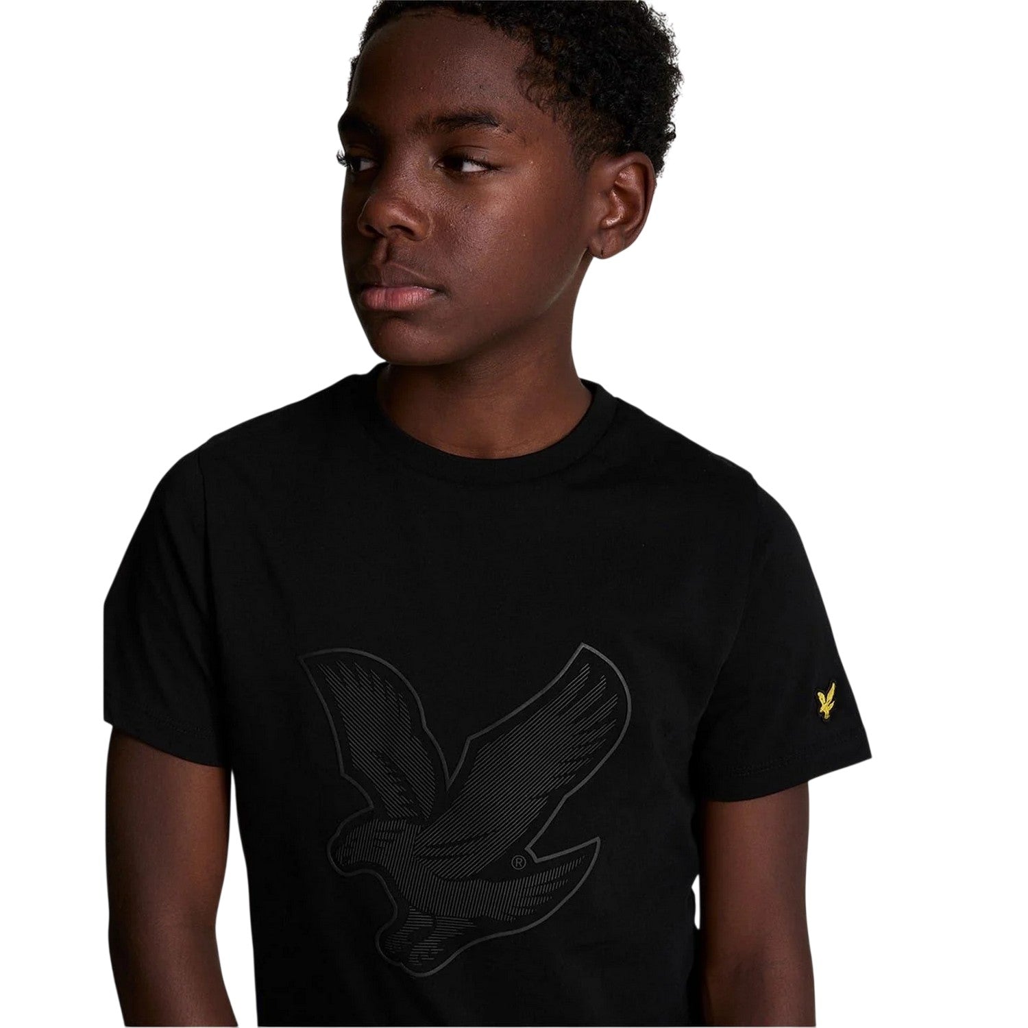 Black - Pack Shot - Lyle & Scott Childrens-Kids Full Logo Regular T-Shirt