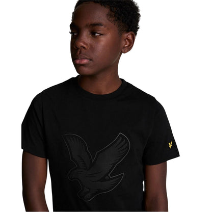 Black - Pack Shot - Lyle & Scott Childrens-Kids Full Logo Regular T-Shirt