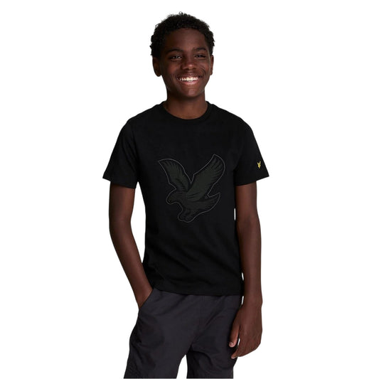 Black - Front - Lyle & Scott Childrens-Kids Full Logo Regular T-Shirt