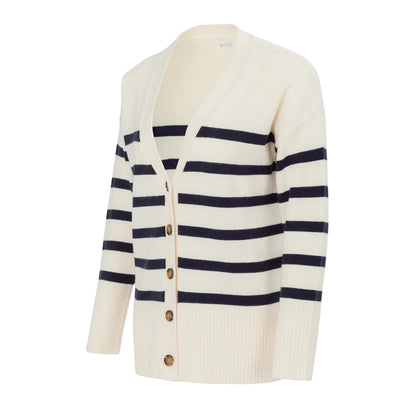 White-Black - Side - Miso Womens-Ladies Lightweight Casual Cardigan