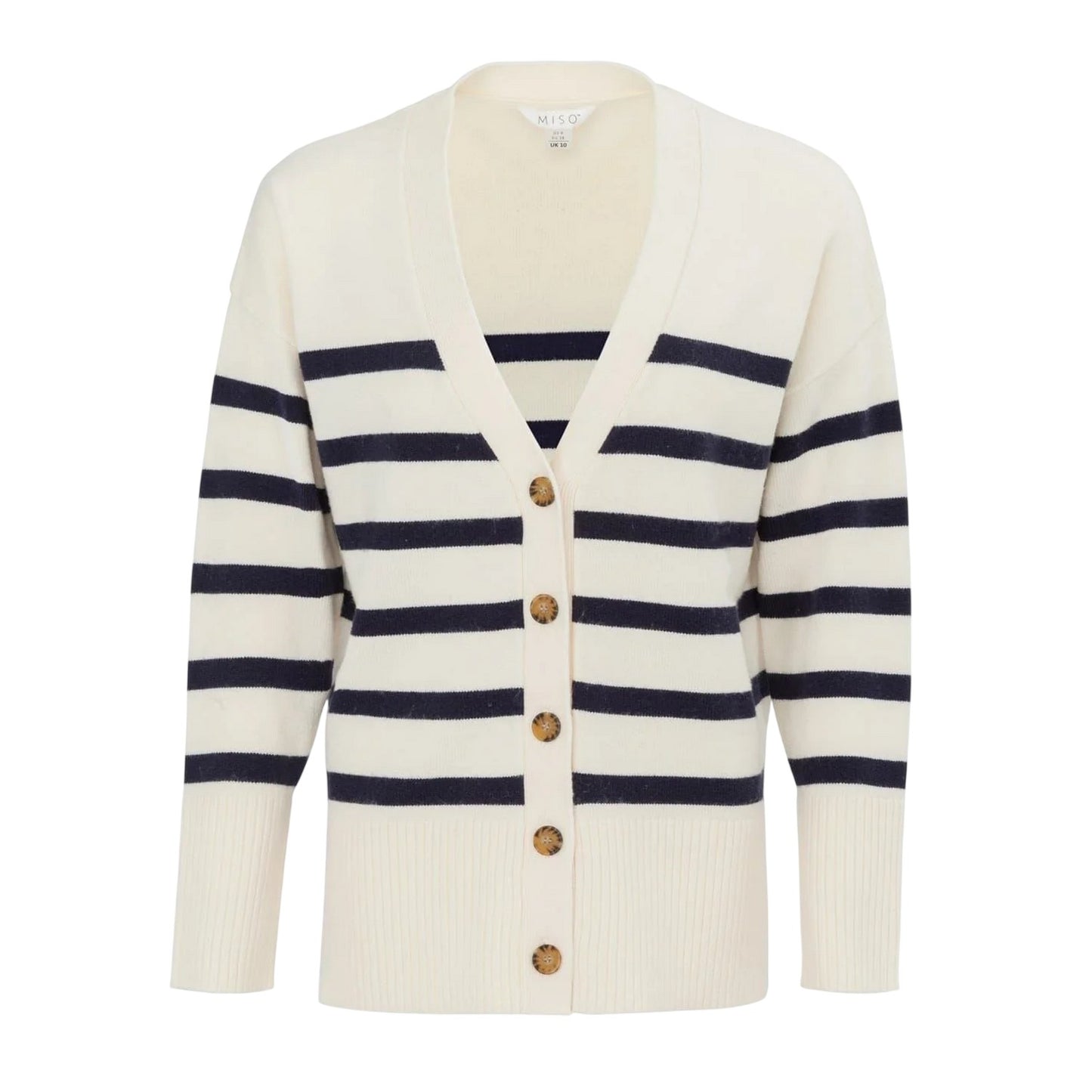 White-Black - Front - Miso Womens-Ladies Lightweight Casual Cardigan