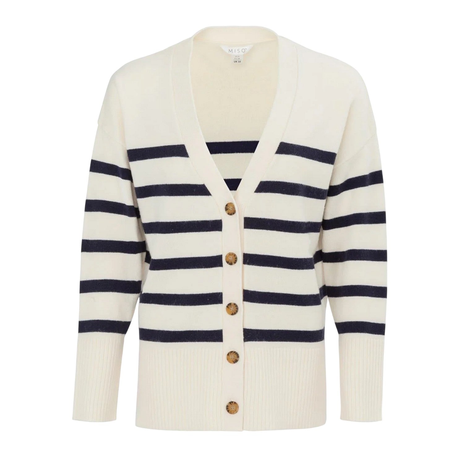 White-Black - Front - Miso Womens-Ladies Lightweight Casual Cardigan