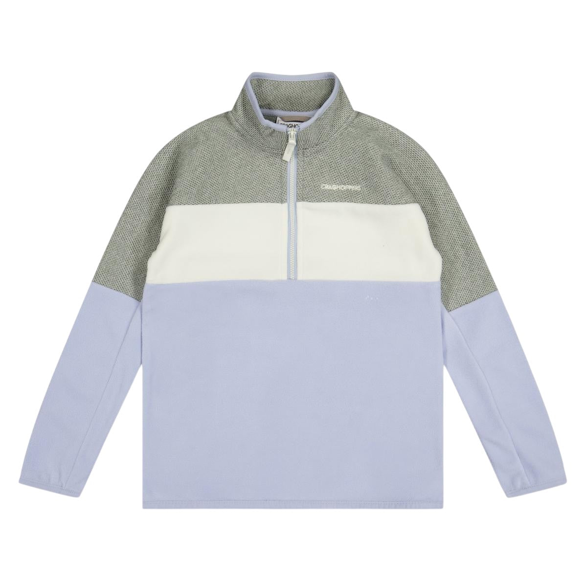 Autumn-Grey Marl - Front - Craghoppers Childrens-Kids Linden Colour Block Zip Neck Regular Sweatshirt