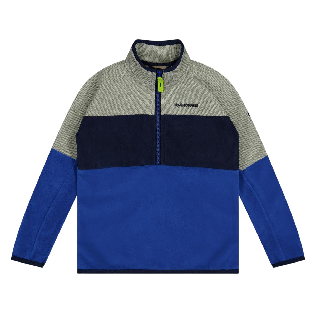 Bolt Blue-Grey Blue Marl - Front - Craghoppers Childrens-Kids Linden Colour Block Zip Neck Regular Sweatshirt