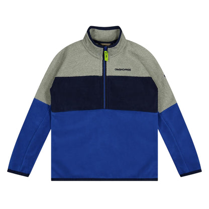 Bolt Blue-Grey Blue Marl - Front - Craghoppers Childrens-Kids Linden Colour Block Zip Neck Regular Sweatshirt