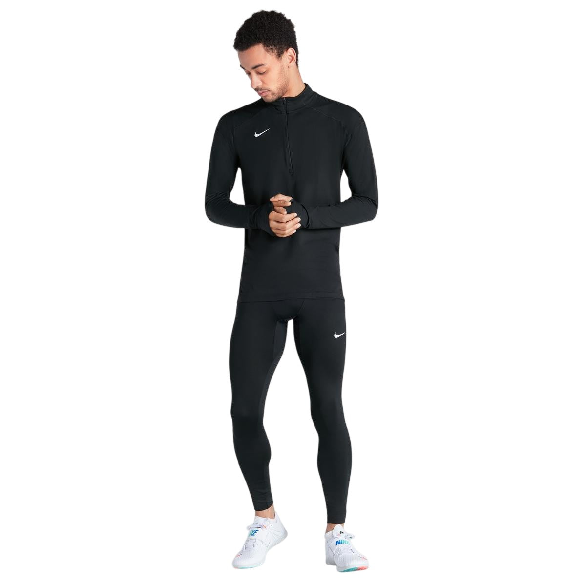 Black - Lifestyle - Nike Mens Dry Element Funnel Neck Running Top