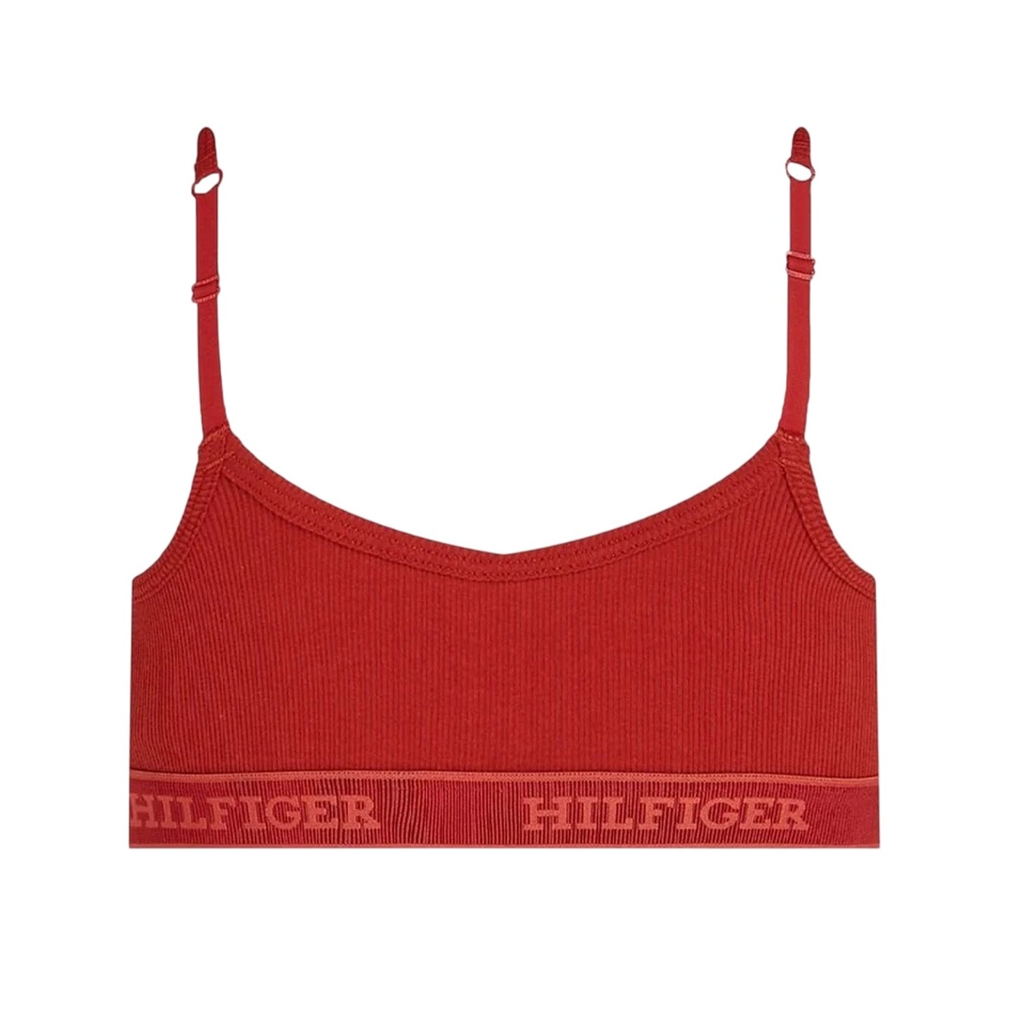 Dark Red - Back - Tommy Hilfiger Womens-Ladies Ribbed Cotton Bralette