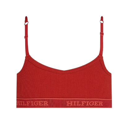 Dark Red - Back - Tommy Hilfiger Womens-Ladies Ribbed Cotton Bralette