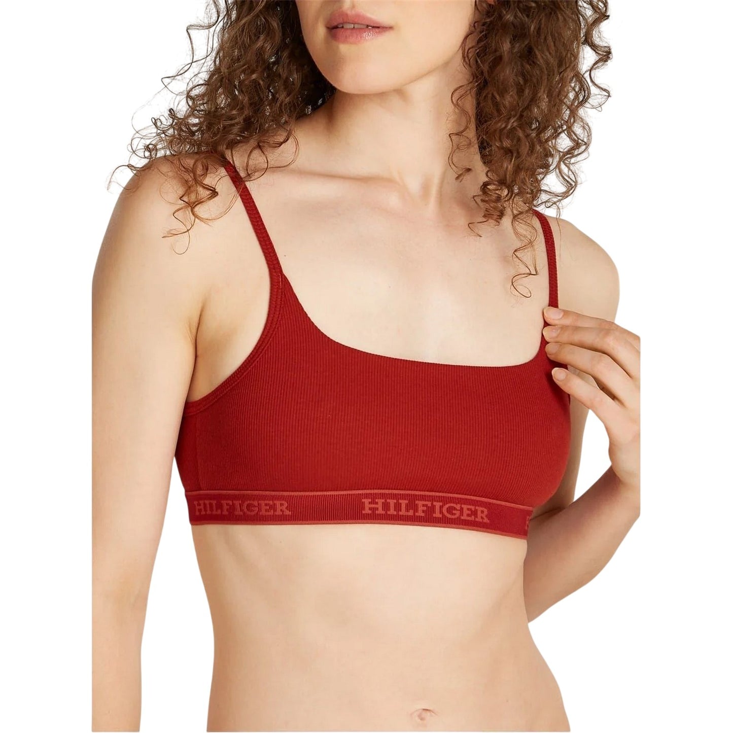 Dark Red - Lifestyle - Tommy Hilfiger Womens-Ladies Ribbed Cotton Bralette