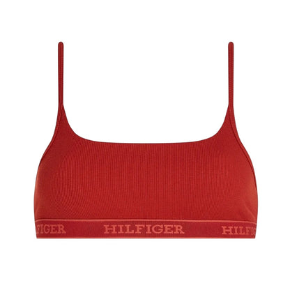 Dark Red - Front - Tommy Hilfiger Womens-Ladies Ribbed Cotton Bralette
