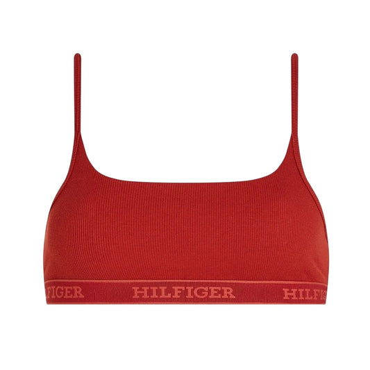 Dark Red - Front - Tommy Hilfiger Womens-Ladies Ribbed Cotton Bralette