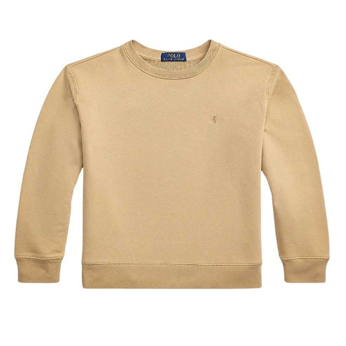 Vintage Khaki - Front - Ralph Lauren Childrens-Kids Logo Ribbed Regular Sweatshirt