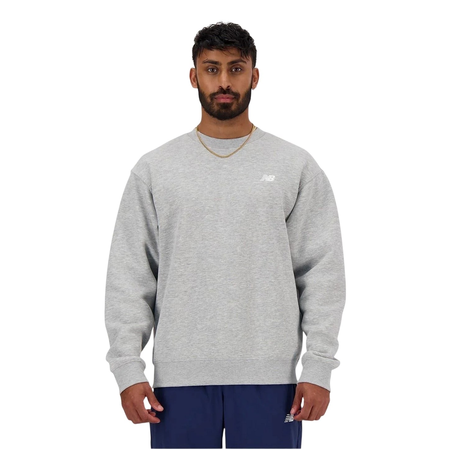 Grey - Front - New Balance Mens Crew Neck Regular Sweatshirt