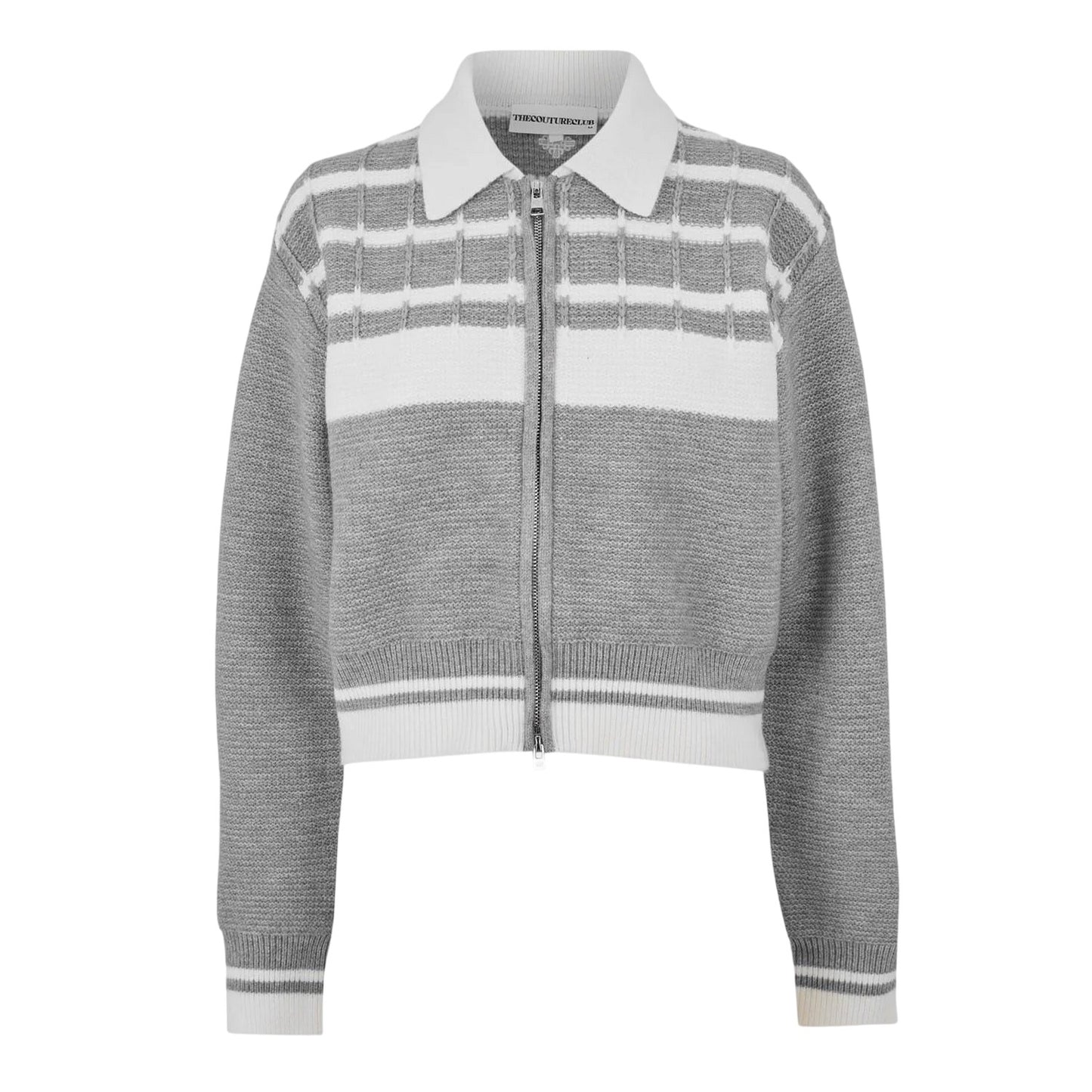 Grey - Front - Couture Womens-Ladies Emblem Knitted Jumper