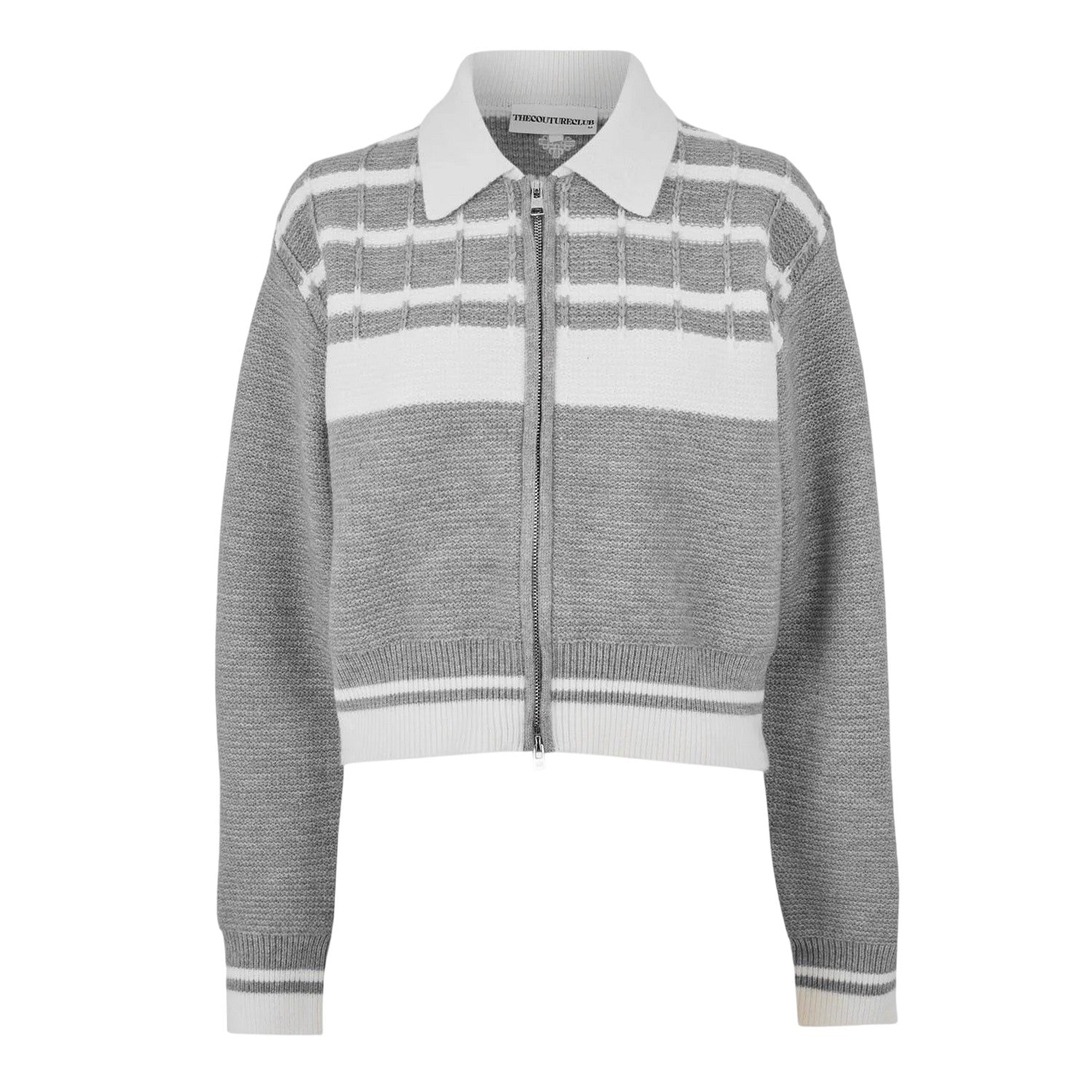 Grey - Front - Couture Womens-Ladies Emblem Knitted Jumper